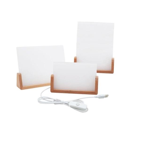 U Shaped Wooden Base Sublimation Acrylic Photo Frame LED For Sublimation Coating