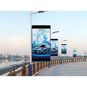 Light Pole Roadside LED Display , P4 Outdoor Led Billboard