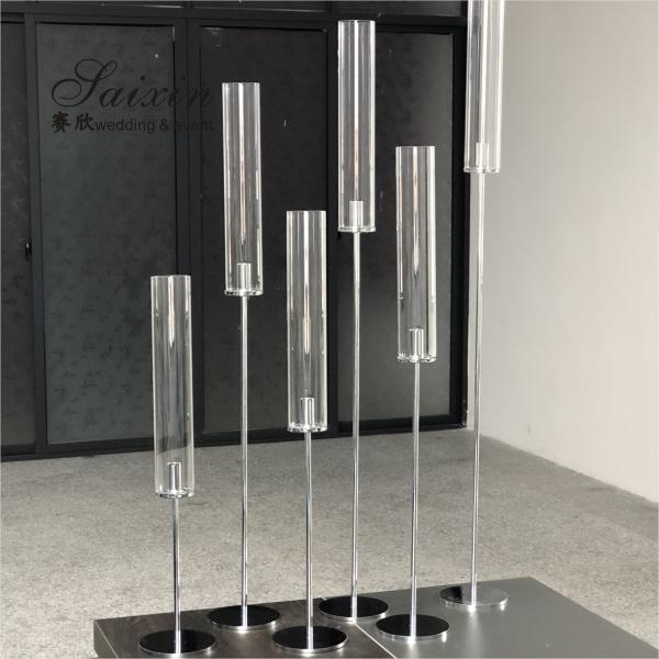 Factory hot sale set different size thin hurricane gold candlestick candle holder for wedding table decoration