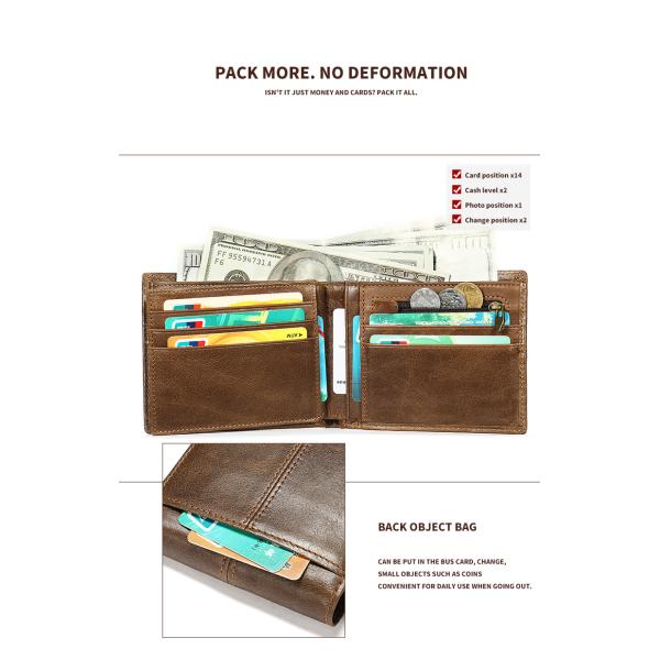 Custom Logo Men's Genuine Leather Bifold Wallet with RFID Protection and Card Holders