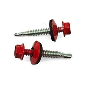 China Red Baked Paint Hex Flange Head Self-Drilling Screw with Waterproof EPDM Washer for M6/M8/M10 Roofing Applications on sale