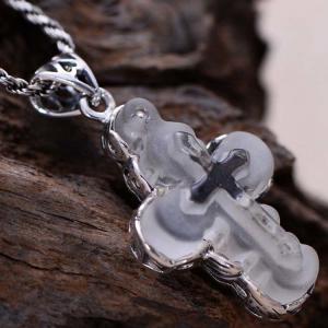 Wholesale Sterling 925 Silver Created Clear Crystal Cross Pendant Necklace Silver Rope Chain (N808065) from china suppliers