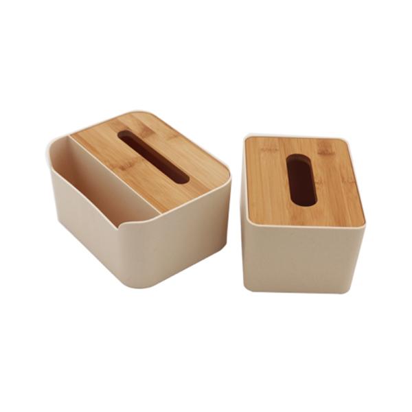 Direct Napkin Holder Table Organizer with Cubicle Plastic Tissue Box and Bamboo Lid