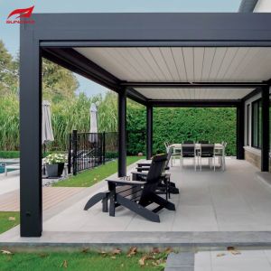 White Motorized Aluminum Pergola Wall-mounted Or Freestanding With Remote