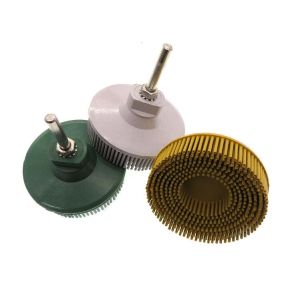 China Mini 75mm Rubber Tapered Bristle Disc Drill Brush with Shank on sale