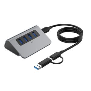 Wholesale 4 Port USB Data Hub 3.0 Multi USB Port Expander Aluminum Apple Grey from china suppliers