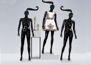 China Glossy Black Long hair Shop Display Mannequin For Garment Display on sale