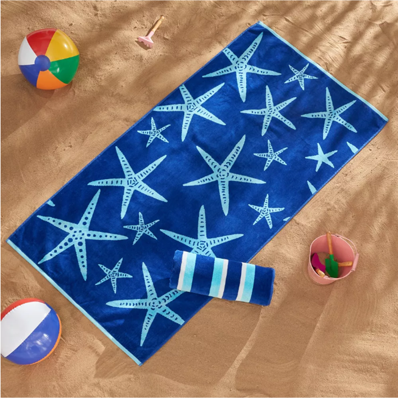 Dual Pattern Beach Towel Combo with Premium Cotton Velour and Performance