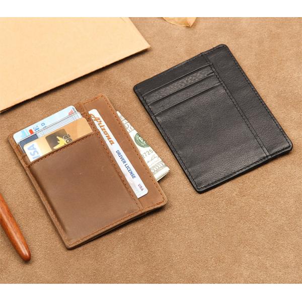 Custom Logo Men's Genuine Leather RFID Front Pocket Wallet for Ultra Slim Card Holder
