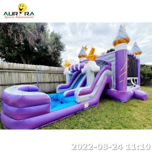 Inflatable Bounce House Blue PVC Bouncy Castle Kids Jumping With Blower