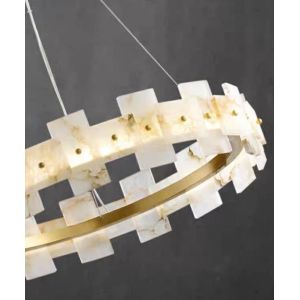 Home Decor Circle LED Luxury Modern Pendant Light Chandelier Alabaster Lighting