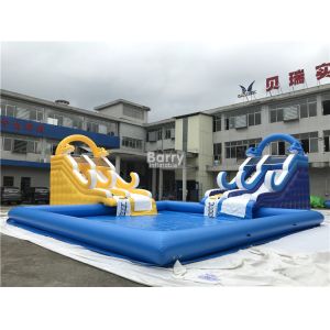 Customized Inflatable Water Park Slide With Pool / Kids Inflatable Playground