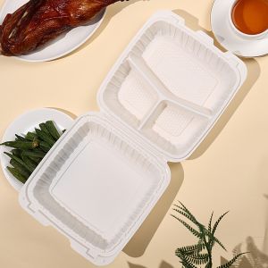 1200ml 43oz Transparent PP Hinged Lid Microwave Container 9.2''X9.5''X3''