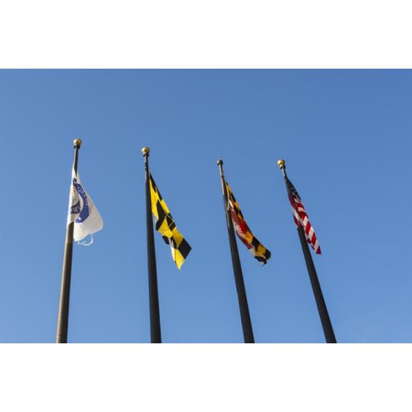 Quality Black Color Stainless Steel Flag Pole No Welding With Guide Hole And Tensioning Structure for sale