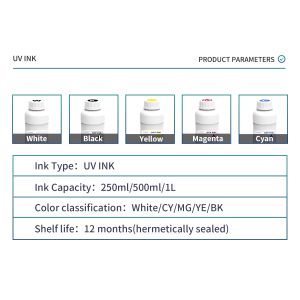 1000ml cmykw Led-UV Ink for Digital Printing inkjet printer i3200 xp600