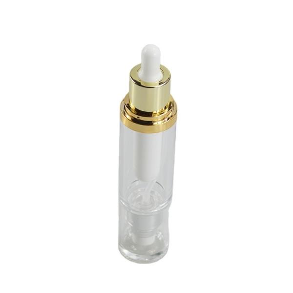 Customized Liquid Foundation Double Tube Dropper Bottle with Acrylic Collar