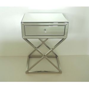 Unique Design Mirrored Accent Table , One Drawers Mirrored Living Room Table