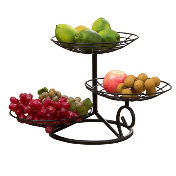 32CM Height Baking Black Metal Iron Multilayer Iron Fruit Tray Custom Design for