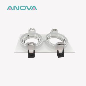 Dual-Head Square Recessed Spotlight 20° Tilt & Rotating Housing