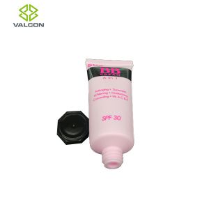 Hot Stamping Silver Empty Cosmetic Tubes With Glossy Black Octagonal Cap