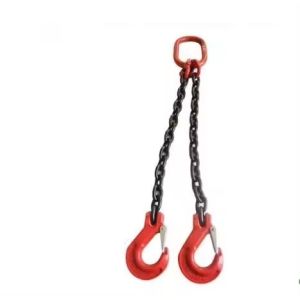 Versatile and Double Legs Lifting Chain Sling with Hooks 48kN Test Load Black