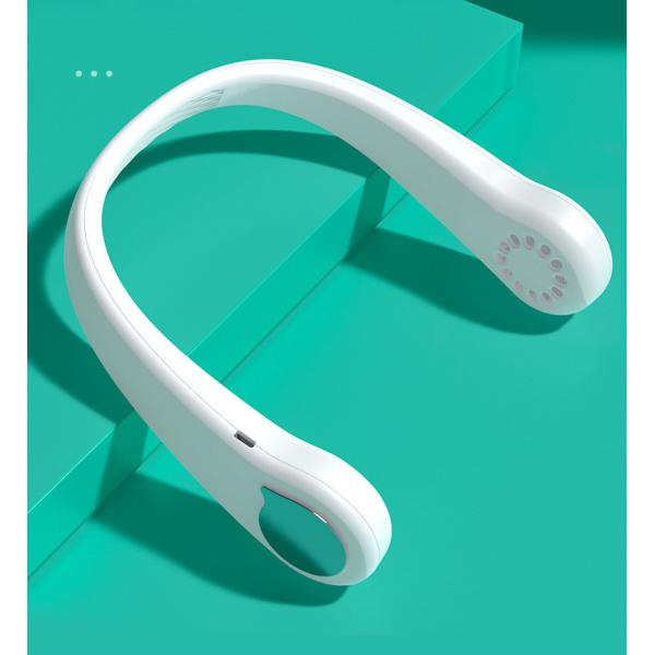 Quality LED Light Wearable Portable Neck Fan With Type C Charge Port White Customizable for sale