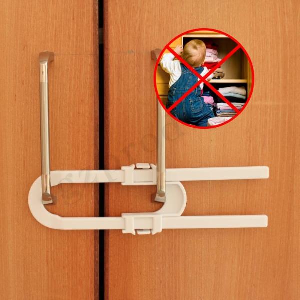 Prodigy U Shaped Sliding Baby Safety Lock Adjustable Eco Friendly For Cabinet