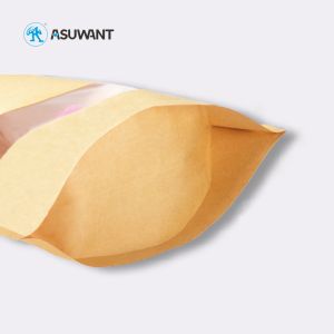 Frosted Open Window MOPP CMYK Kraft Paper Zipper Bag