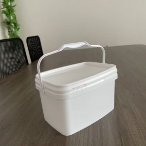 3L Square Bucket Pail with Blue Silk Screen/Heat Transfer/IML Printing