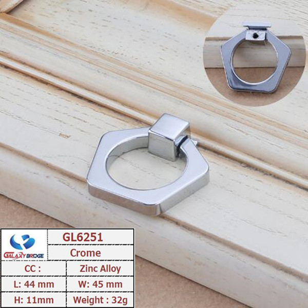 Brush Brass Hidden Drawer Pulls Kitchen Cabinet Knobs / Closet Square ring Pulls Furniture Fittings