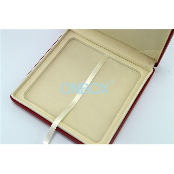 Gift Packaging Red PU Custom Luxury Boxes With Satin Strip