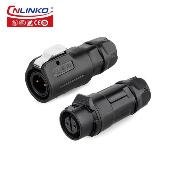 Cnlinko Quick Locking M12 Type 5A Male Plug and Female Flange Panel Mount 2 Pin