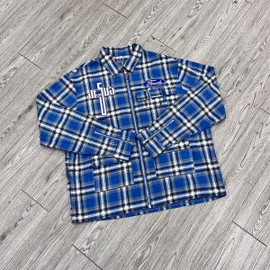 China Custom Winter Embroidered Logo Plaid Shirts Zip Up Polo Shirt Oversized Long Sleeve Flannel Shirts For Men on sale