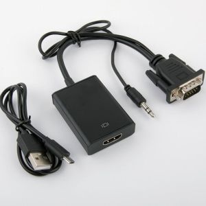 Hdmi Adapter Junction Cable Cubby Box Vga Turn Converter With Audio / Power