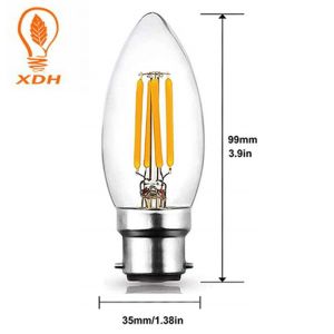 C35 B22 4W led filament bulb 220-240V indoor room candle led filament lamp