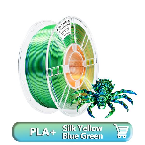 Silk PLA+ Filament Yellow Blue Green 1KG, Shiny Silk PLA 3D Printer Filament ± 0