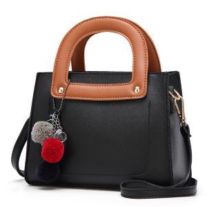 Black Crossbody Soft Handle Pu Shoulder Bag With Scarf Tassel