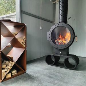 Decorative Wood Burning Rotating Fireplace Ceiling Mounted Suspended Stove