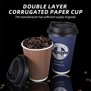 12oz 16oz Ripple Wall Coffee Cups Custom Printed Disposable Cups