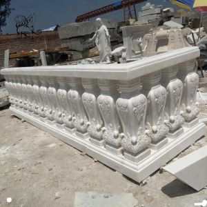 BLVE White Marble Stair Handrail Railing Natural Stone Balustrade Villa