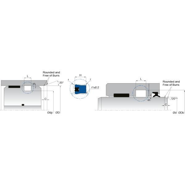 KL24 Single Acting Piston Rod Seals Hydraulic Symmetrical Design