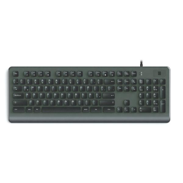 USB Plastic Keyboard With Fingerprint Reader Function Keys Multimedia Keys And