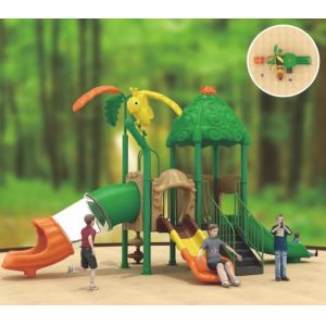 children's play equipment swings with tube slide and spiral slide