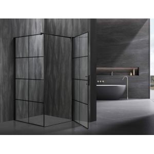 Stylish Square Shower Enclosures With Printing Glass And Black Frame