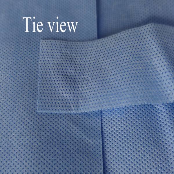 Biodegradable Disposable Surgical Gowns Medical Apparel With 4 Waist Belts Blue Color