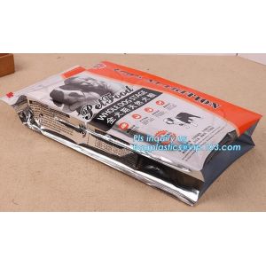 China 15kg 20kg side gusset plastic bag pet food packaging with slider zipper, flat bottom plastic pet food bag with slider zi on sale