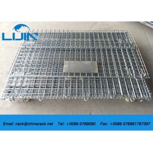Grey Foldable Wire Mesh Cages For Workshop Pallet Metal Crate Front Drop Gate