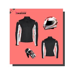 Men's Windproof Black Motorcycle Jacket with Custom Logo Patch and Racing