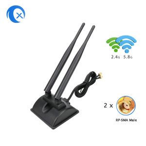 China 6dBi WiFi Antenna With RP-SMA Male Connector 2.4GHz 5GHz Dual Band Magnetic Base For PCI-E WiFi Wireless Routers on sale