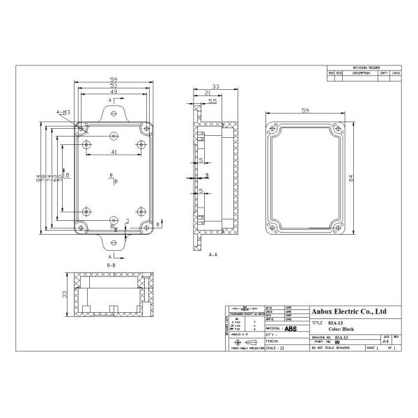 IP65 Wall Mount 83*58*33mm Plastic Electrical Junction Box